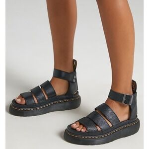 Dr. Martens Clarissa II‎ Leather Platform Sandals Womens Size 10 Black Gladiator